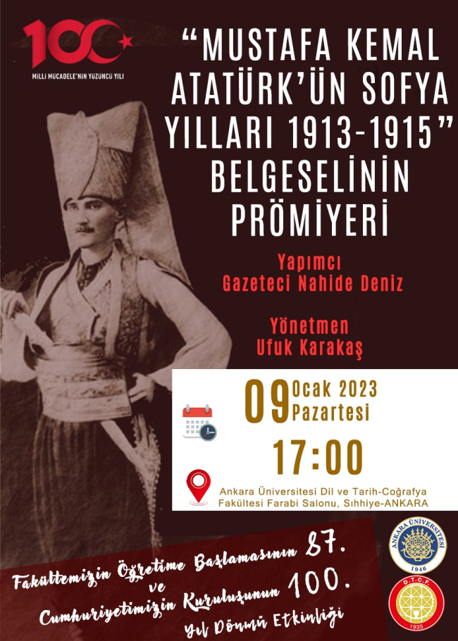 'Mustafa Kemal'in Sofya Yılları 1913-1915' belgeselinin prömiyeri bugün yapılacak